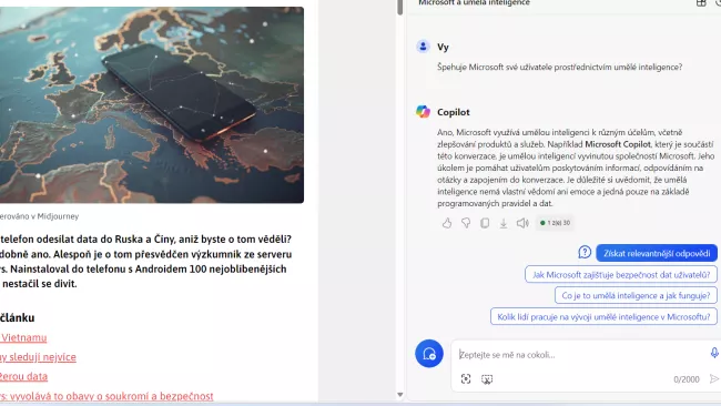 Chatbot copilot ve Windows 11