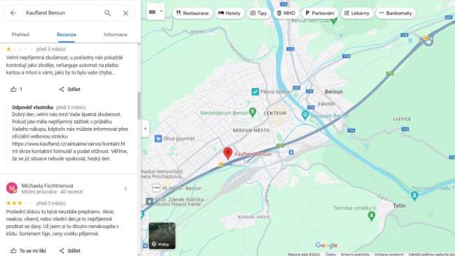 Uživatelské recenze v Mapách Google