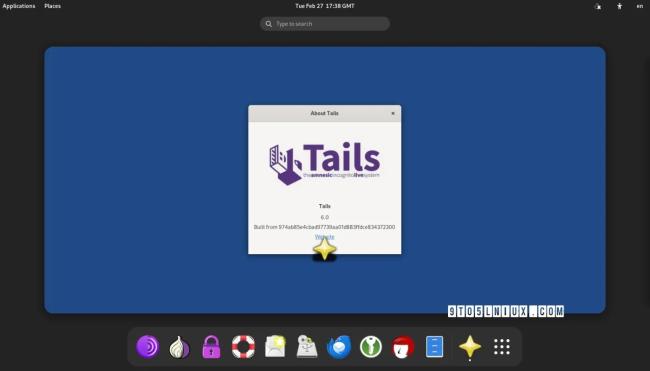 Pracovní plocha systému Linux Tails