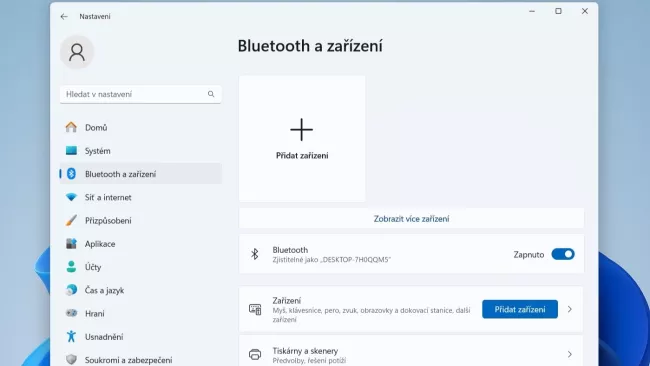 Nastavení Bluetooth připojení v prostředí Windows 11