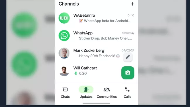 Vzhled kanálů v aplikaci WhatsApp