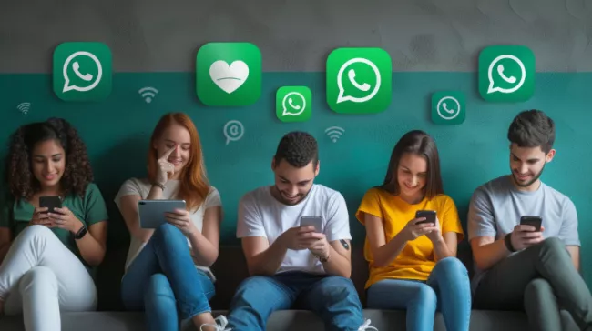 Lidé komunikují prostřednictvím WhatsApp