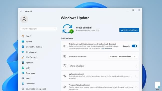 Aktualizační okno Windows Update