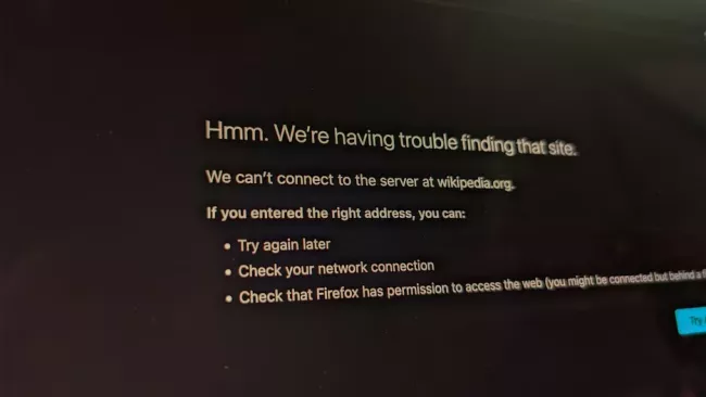 Ukázka blokovaného přístupu na webovou stránku