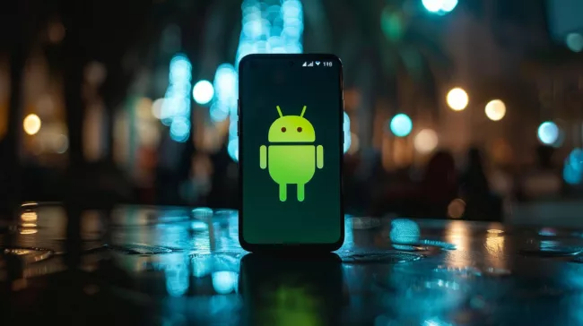 Smartphone s logem Android na displeji