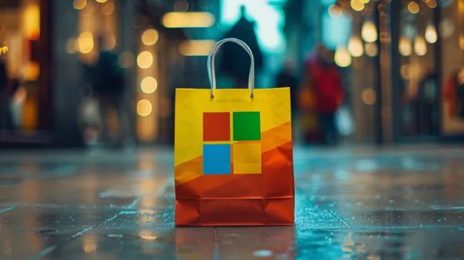 Nákupní taška s logem Microsoftu