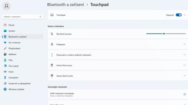 Nastavení Touchpadu ve Windows 11