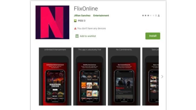Falešná aplikace FlixOnline z Google Play
