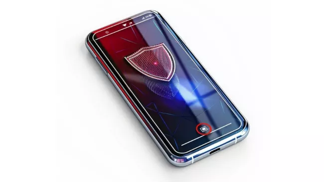 Mobil se symbolem ochranného štítu na displeji