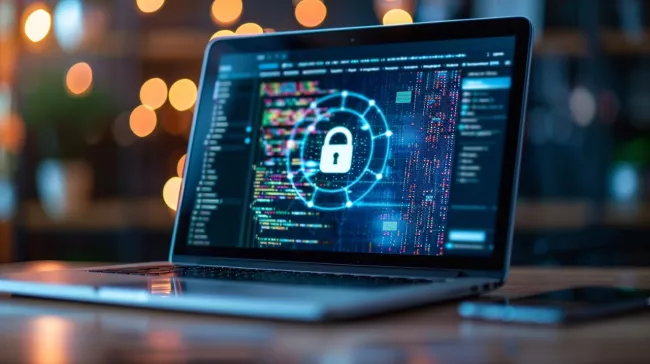 Symbol zabezpečené stránky na displeji laptopu