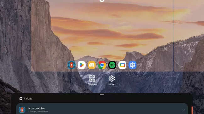 Nova Launcher v zobrazení na šířku