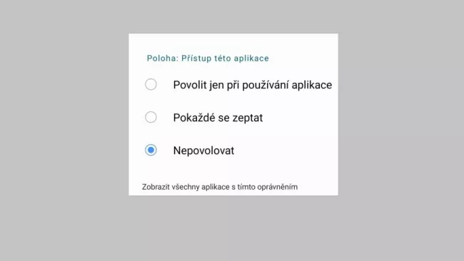 Odebrání oprávnění aplikaci v Androidu