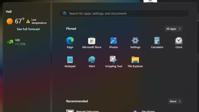 Nabídka Start rozšířená o widgety v nové beta verzi Windows 11