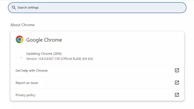Aktualizace prohlížeče Chrome
