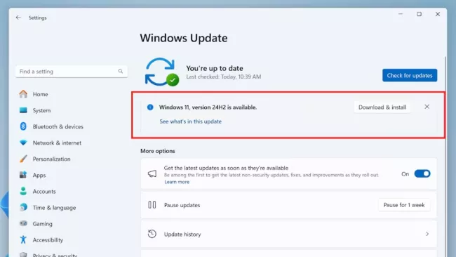 Windows 11 24H2 ve službe Windows Update