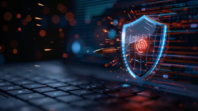 Symbol ochranného štítu na displeji laptopu