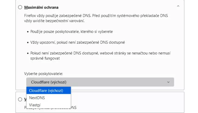 Aktivace zabezpečeného DNS ve Firefoxu