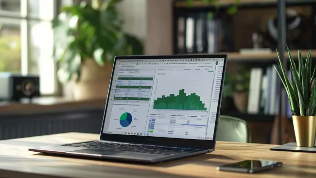 Kancelářská aplikace na displeji laptopu