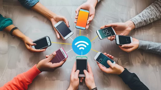 Uživatelé se připojují ke sdílenému hotspotu