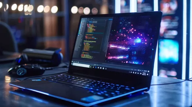 Na laptopu běží prostředí s příkazovou řádkou