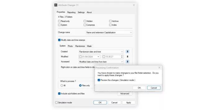 Prostředí programu Attribute Changer