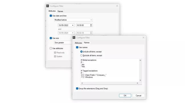 Prostředí programu Attribute Changer