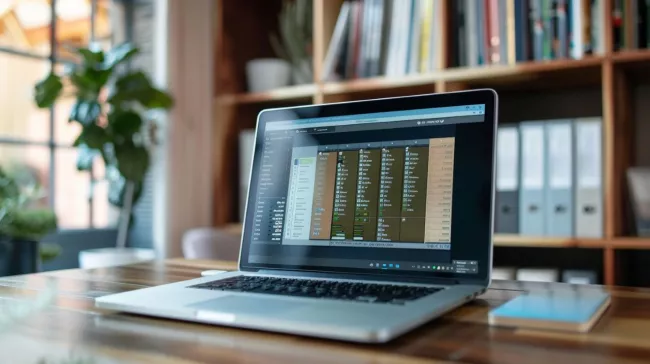 Souborový manažer na displeji laptopu