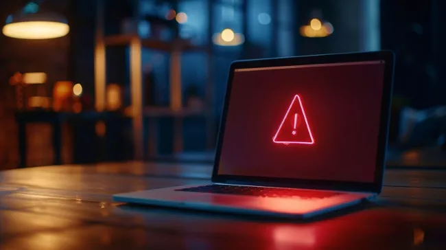 Symbol varování na displeji laptopu