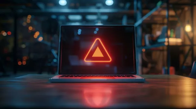 Symbol varování na displeji laptopu