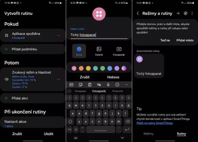 Postup ztišení závěrky fotoaparátu 