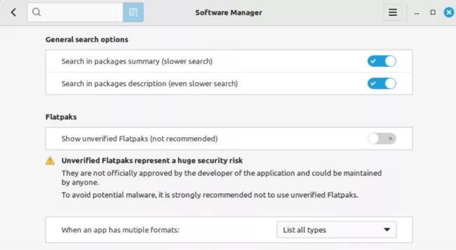 Softwarový manažer v Linuxu Mint