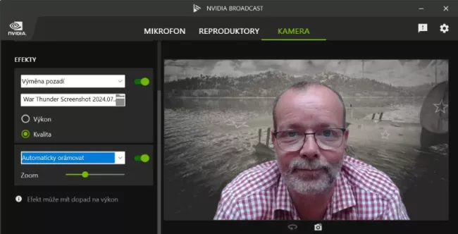 Aplikace NVIDIA Broadcast