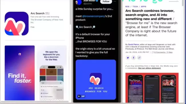 Grafické prostředí prohlížeče Arc Search