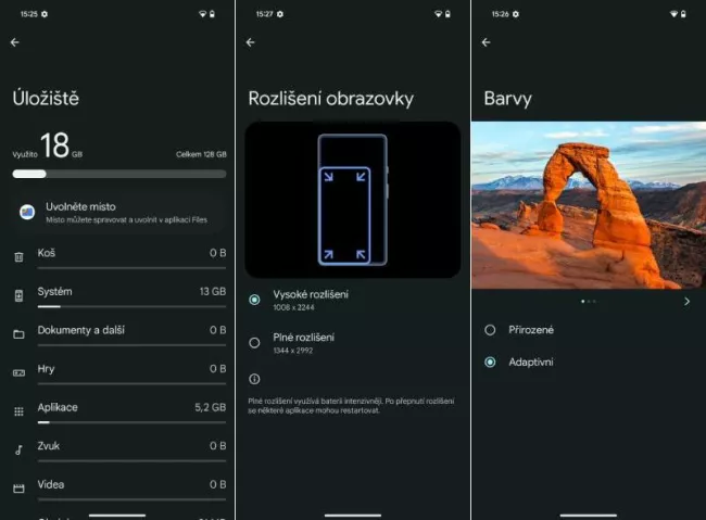 Snímky obrazovky z Google Pixel 9 Pro XL