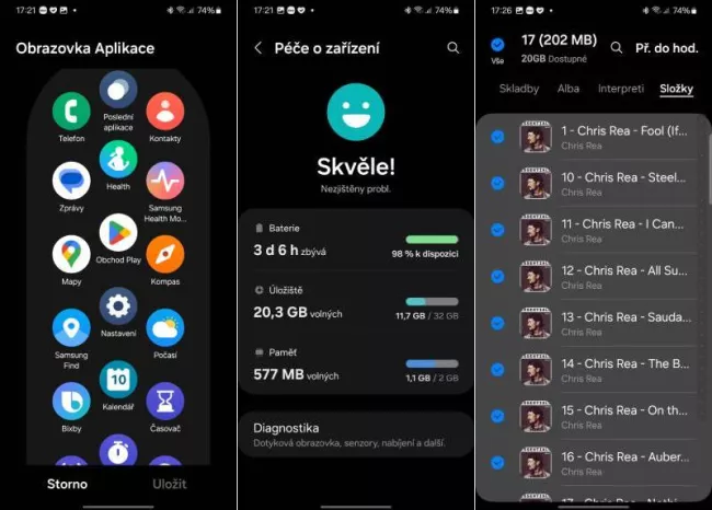Screenshoty aplikace Samsung Wear