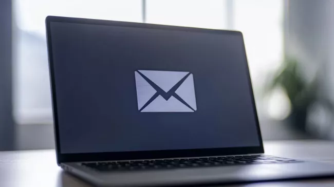 Symbol Outlooku na displeji laptopu