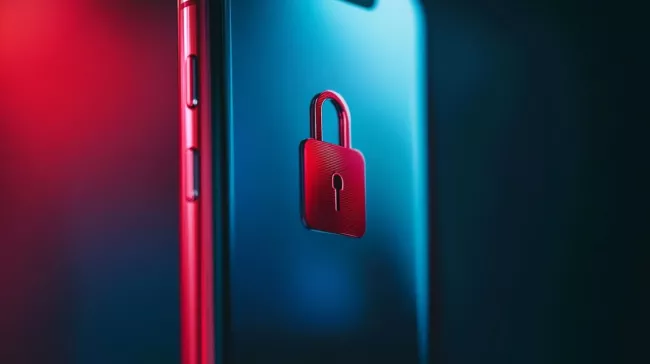 Mobil se symbolem soukromí na displeji