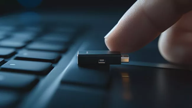 USB flash disk na klávesnici laptopu