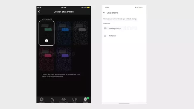 Volba barevných schémat pro konverzace ve WhatsApp