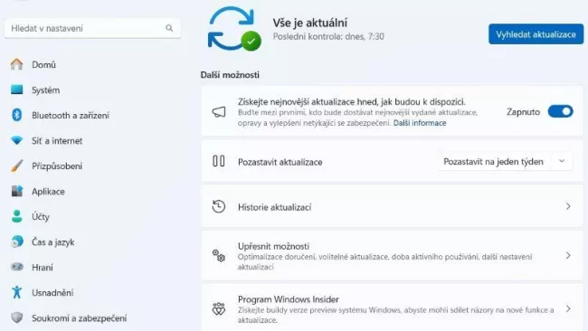 Služba Windows Update ve Windows 11