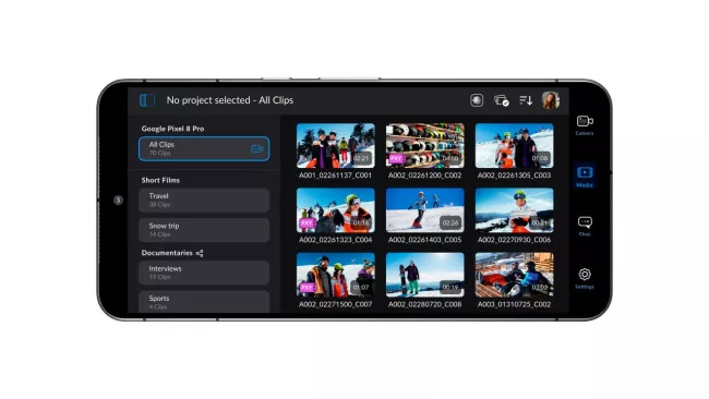 Natáčení videa pomocí aplikace Blackmagic Camera