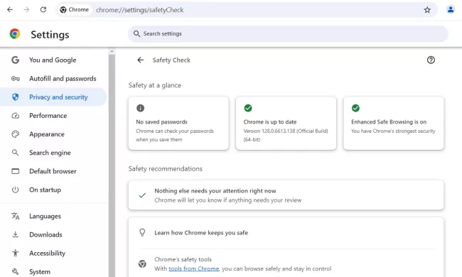 Funkce zabezpečení v desktopové verzi Chrome