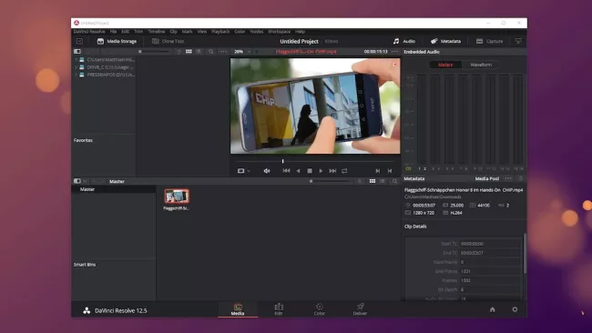 Prostředí programu DaVinci Resolve