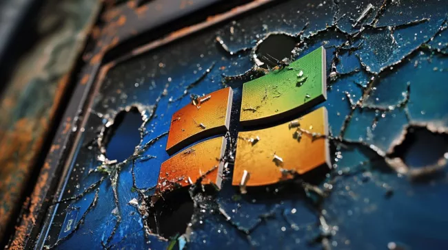 Logo Windows proděravělé střelami