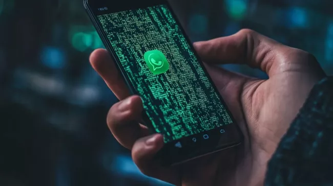 Logo WhatsApp na displeji mobilu