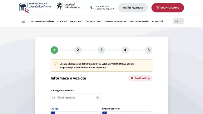 oficiální e-shop pro nákup dálniční známky