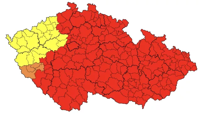 Výstražná mapa Českého hydrometeorologického ústavu