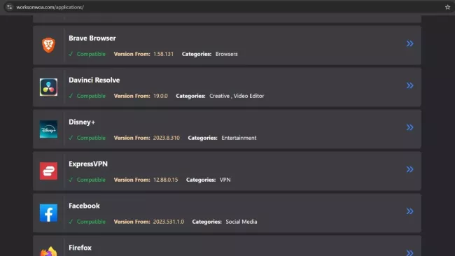 Online katalog kompatibility programů