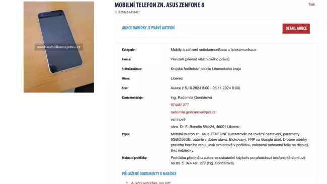 Telefony na prodej na webu ÚZSVM