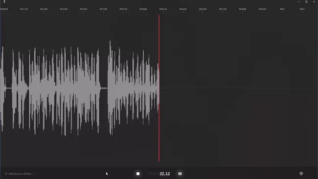 Zvuková křivka v audiorecorderu Windows